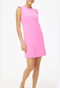 J. Crew Pink Ruffle Neck Sleeveless Suiting Dress Womens 10 NWT - Picture 1 of 8