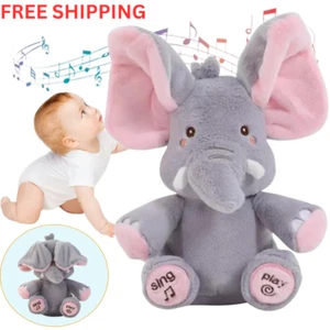 Peek-a-Boo Elephant Soft Plush Doll Toy– Singing Animated Stuffed Toy for Babies - Picture 1 of 6