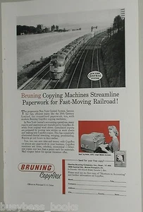 1958 Bruning Copyflex Copier advertisement, NEW YORK CENTRAL RR, print ad - Imagen 1 de 3