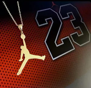 NEW Michael Jordan Jumpman 23 Basketball Gold Chain Necklace Pendant | GOAT - Picture 1 of 2