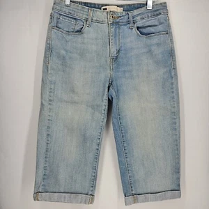 Levis Denim Capri Cropped Jeans Cuffed Hem Light Wash Women's Size 10 - Picture 1 of 5