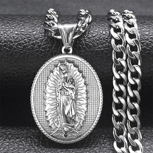 Stainless Steel 3D Virgin Mary Jewelry Gift Men’s Pendant Necklace - Picture 1 of 6