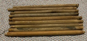 LOT OF (9) VINTAGE OAK CHAIR ROUND SPINDLE REPLACEMENT PARTS 11-12" # A-8 - Picture 1 of 3
