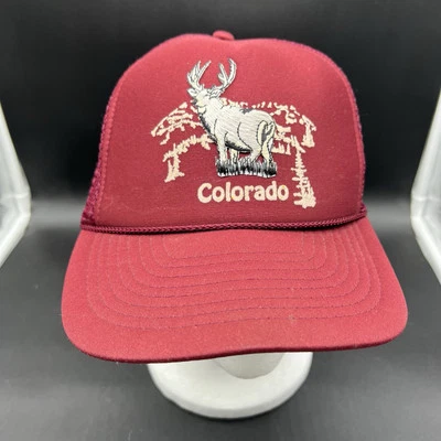 De colección COLORADO Nissin Años 80 Borgoña Malla SnapBack Alce Exterior Camionero Gorra Gorra Foto 1 de 4
