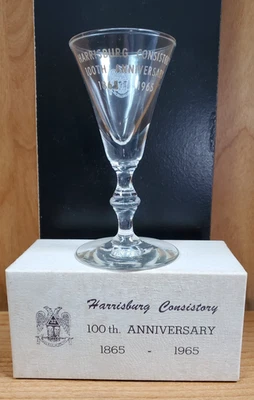 Masonic  COMMEMORATIVE GLASS -HARRISBURG CONSISTORY 100TH Anniversary  1865-1965 - Image 1 of 2