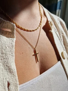 Kreuz-Kette 45 cm | 18 Karat | Anhänger, Neu - Bild 1 von 2