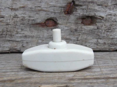 Vintage Original White Plastic Inline Electrical Push Button Lamp switch - Image 1 of 4