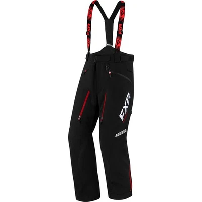 FXR Mens Mission FX Snowmobile Pants Snowproof F.A.S.T. 3.0 Black/Red Snow Bibs Foto 1 de 4
