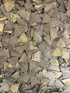 Vtg Lot 100 Ford Motor Company Rouge Plant Brass Tool Check Tag Qty Available - Picture 1 of 6