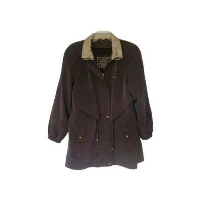 Fleet Street Capsule Spring Coat Dk Oliv Gold Hardware Womens M Drawstring Waist - Image 1 of 4