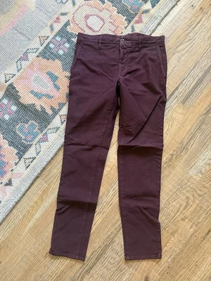 Incotex Slacks Men’s 34x33 Purple Plum Straight Leg Stretch Chino Trousers Pants - Image 1 of 4