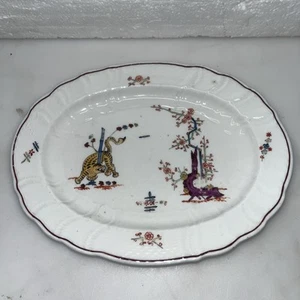 Antico piatto ovale tigre gialla corte reale porcellana Meissen XIX secolo - Foto 1 di 12