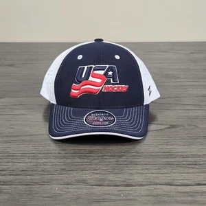 100 % Polyester Zephyr USA Hockey Mütze verstellbar marineblau und weiß  - Bild 1 von 6