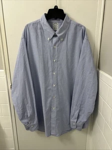 Brooks Brothers Original Polo Shirt Mens 18 Blue Made In USA Plaid Oxford Supima - Picture 1 of 12