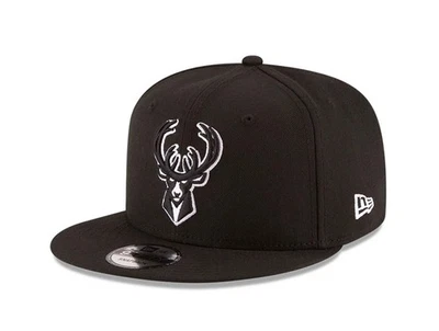 Chapéu ajustável Snapback New Era Milwaukee Bucks preto clássico 9FIFTY 70353702 - Imagem 1 de 4