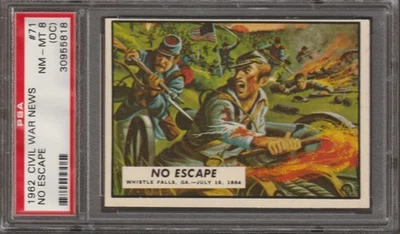 1962  CIVIL WAR NEWS TRADING CARD #71 - PSA 8(OC) - NO ESCAPE - Image 1 of 2