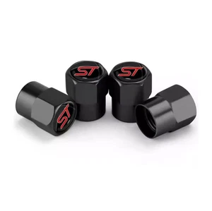 FORD ST 4x Black Tyre Valve Dust Caps BRAND NEW - Picture 1 of 2