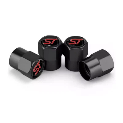 FORD ST 4x Black Tyre Valve Dust Caps BRAND NEW - Image 1 of 2