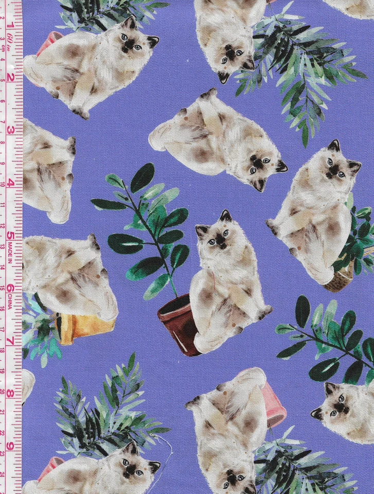 FABRIC~CATS & PLANTS~QUILT FABRIC-50CM x 150CM - image 1 of 1