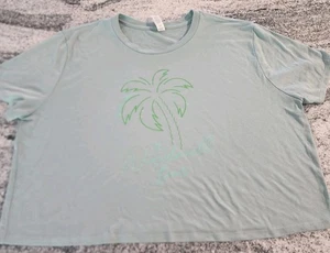WINDMILL BAR ST JOHN USVI CROPPED SHIRT WOMENS XL GREEN PALM TREE BEACH TROPICAL - Picture 1 of 8