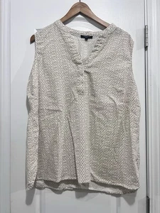 Plus Size Anne Carson Women Linen Blend Sleeveless Blouse - sz 2X - Picture 1 of 4