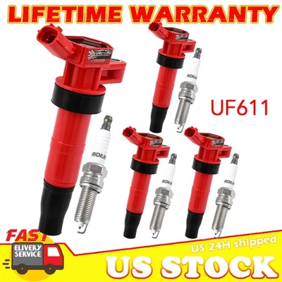 Paquete de 4 bobinas de encendido y bujías para Hyundai Genesis 2010-2014 cupé 2,0 L UF611 Foto 1 de 4