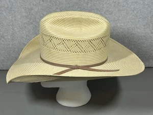 Resistol 10X Shantung Panama Straw Cowboy Hat Sz 7 Long Oval Western - Picture 1 of 11