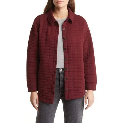 Camisa Chaqueta Acolchada Madewell Borgoña Botón Chamarra Ribete Bolsillos Talla Mediana Foto 1 de 4