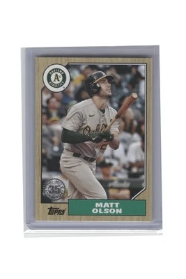 2022 Topps #T87-25 Matt Olson 1987 Topps Baseball 35th Anniversary B6R3C72 - Image 1 of 2