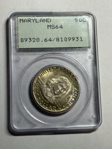 1934 Maryland 50C PCGS MS64 Commemorative Half Dollar OGH Rattler - Picture 1 of 4