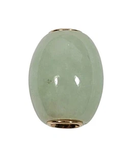 Nachlass 14kt Gelbgold & hellgrüne Jade Anhänger Charm Plättchen Perle - Bild 1 von 6