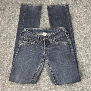 Jeans True Religion dritti vita bassa vintage lavaggio taglia 26 tasche con patta WAK2076E4 - Foto 1 di 12