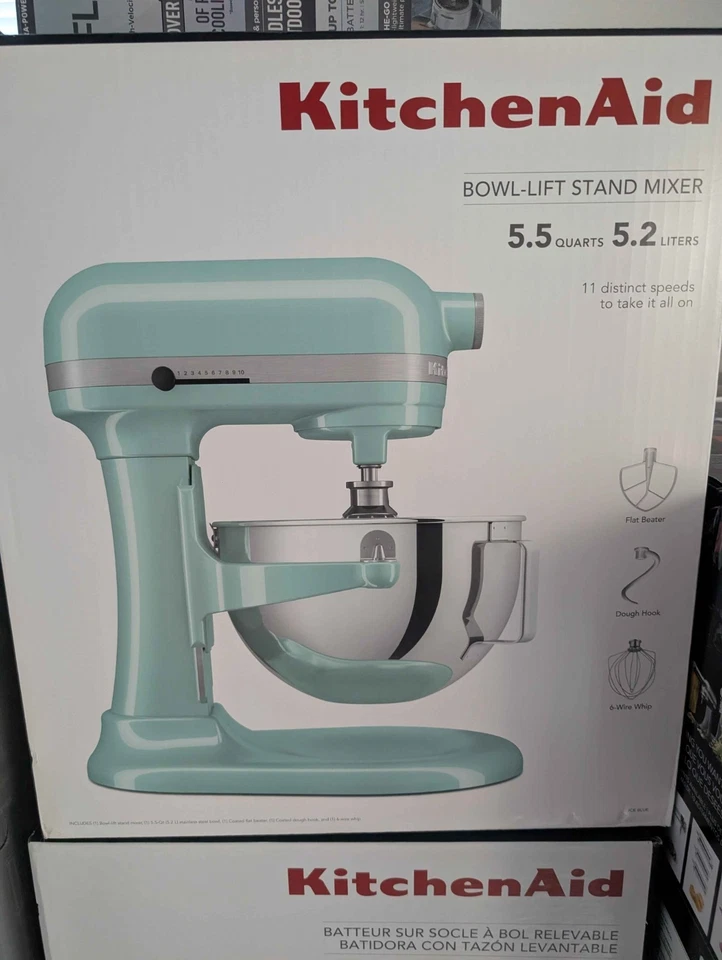 KitchenAid Mezclador de pie elevador de tazón de 5,5 cuartos de galón, batidora independiente - azul hielo Foto 1 de 1