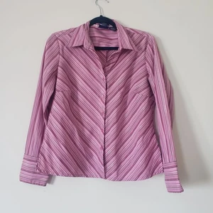 DCC Missy Pink Chevron Long Seeve Button Down Blouse Size M Y2K Preppy Casual - Bild 1 von 8