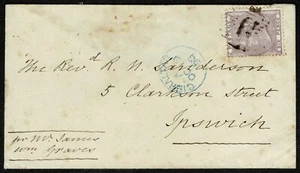 1858 GB USED OUTLAND Gibraltar 'G' 6d Lilac SG68 Z11 to Ipswich Small 'G' - Bild 1 von 2