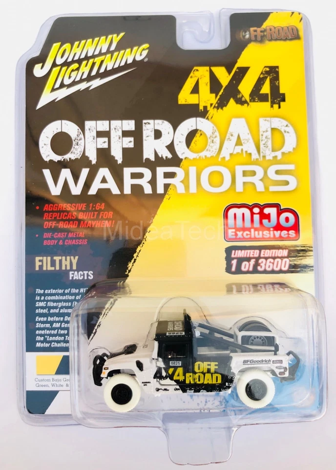 Johnny Lightning 1/64 Off-Road Hummer H1 Race Truck Chase JLCP7157 White Lightni - Image 1 of 1