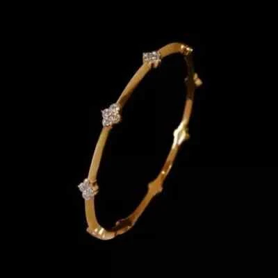 4Ct Round Cut Diamond Lab Created Women's Bangle Bracelet 14K Yellow Gold Plated - Image 1 of 4