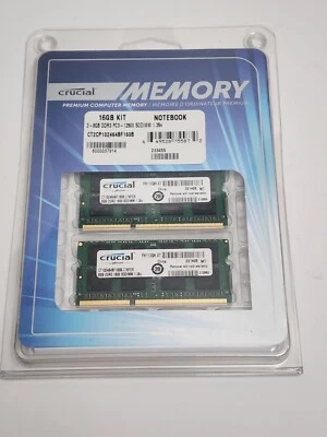 Crucial Kit  (2x 8GB) DDR3L 16GB 1600MHz SODIMM 1.35V 2Rx8 Notebook Memory..DBIN - Image 1 of 3