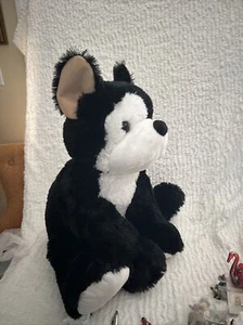 Hugme 24” Black & White Jumbo Dog Plush With Kiss On Cheek plush stuffed animal - Picture 1 of 9