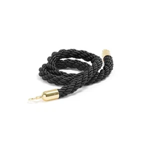 1.5 Meter Stanchion ROPES Black Control Rope Crowd Queue Line Barrier GOLD - Picture 1 of 5