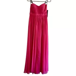 Milano Fushia trägerloses durchgehendes Abschlussball Brautjungfernkleid Gr. 10 - Bild 1 von 10