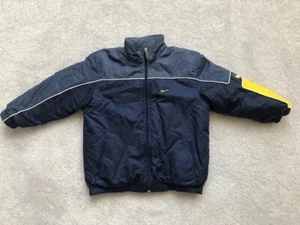 VTG 90's NIKE Youth Boys Reversible Jacket Size 12 Retro Sports Blue Yellow - Picture 1 of 12