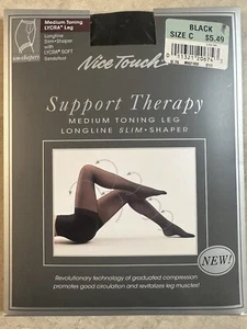 Vintage Nice Touch Support Therapy Medium Toning Longline Strumpfhose Gr. C schwarz - Bild 1 von 2