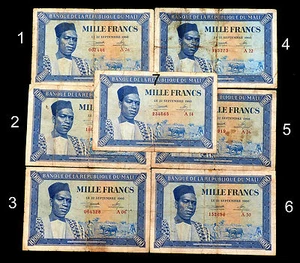 1000 Franchi Banconota Della Banca Centrale Del Mali, Pick N° 4, Del 22/09/1960. - Picture 1 of 1