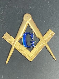 Masonic Freemasons Brass Logo Shaped Emblem Wall Plaque Decoration Badge Vintage - Picture 1 of 12