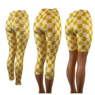 Winnie the Pooh Checker Board Print with POCKETS Leggings Capris or Shorts - Image 1 of 4