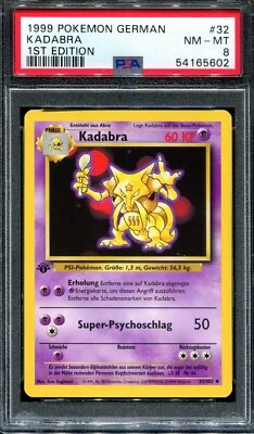 PSA 8 Pokemon 1999 German Deutsch 1st Edition Base Kadabra #32 - Image 1 of 2
