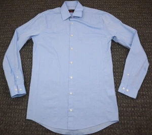 J. Ferrar Slim Dress Button Up Shirt Men's Size S 14-14.5 32/33 Dots Blue - Picture 1 of 14