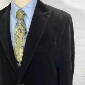 Haspel Blazer Men 42R Black Norwood Velvet Classic 2 Button Peak Luxury Jacket - Picture 1 of 13