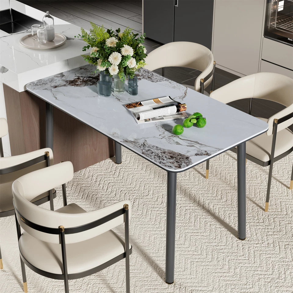 Ink Texture Sintered Stone Glass Top Kitchen Dining Table Rectangle  Slate Table - Image 1 of 4